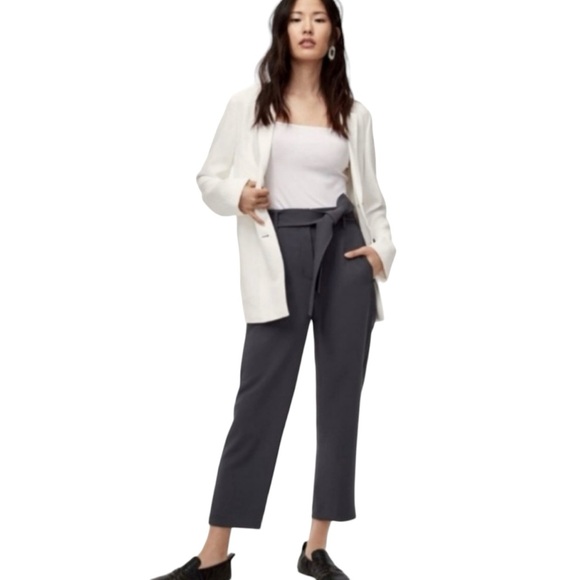 Aritzia Wilfred Geneva High Rise Tie Waist Straight Trouser Anke Pant Sz 2 - Picture 10 of 10